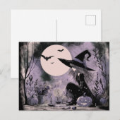 Halloween Witch Illustratie Feestdagenkaart (Voorkant / Achterkant)
