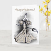 Halloween Witch Illustratie Kaart (Gele Bloem)