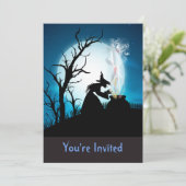 Halloween Witch in Boiling Cauldron Invitation Kaart (Staand voorkant)