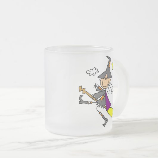 Halloween Witch in Broom Matglas Koffiemok (Voorkant rechts)