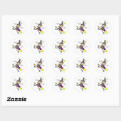 Halloween Witch in Broom Ronde Sticker (Vel)