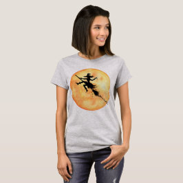 Halloween Witch in Broom T-shirt