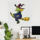Halloween Witch in een kamer Poster (Thuiskantoor)