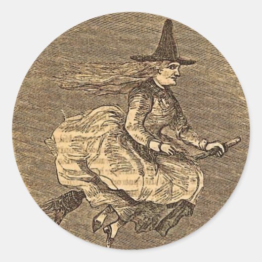 Halloween Witch in een kamer Ronde Sticker (Voorkant)