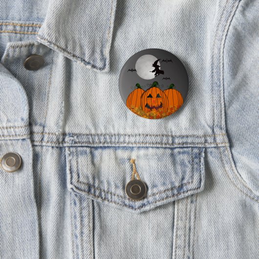 Halloween Witch in Flight Button (In situ)