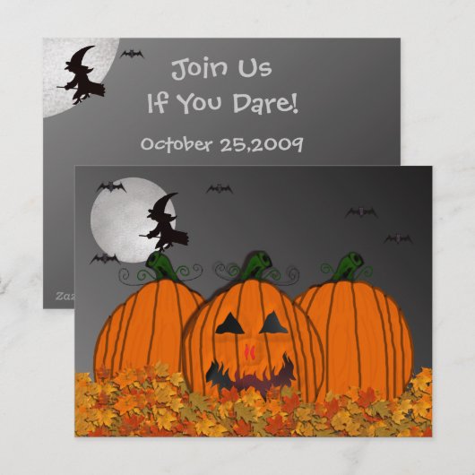 Halloween Witch in Flight Party Uitnodigingen (Voorkant / Achterkant)