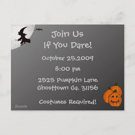 Halloween Witch in Flight Party Uitnodigingen (Achterkant)