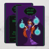 Halloween Witch Invitation Card Save The Date (Voorkant / Achterkant)