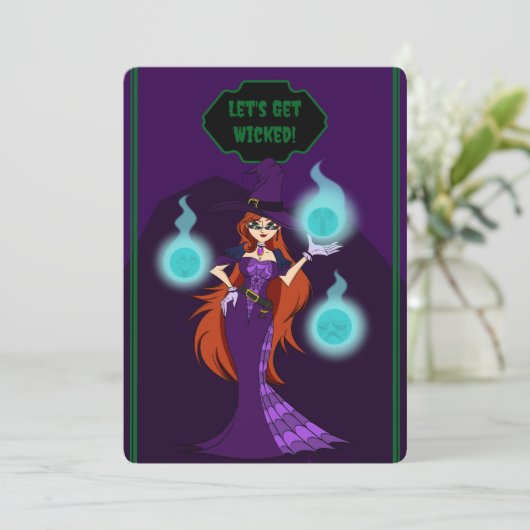 Halloween Witch Invitation Card Save The Date (Staand voorkant)