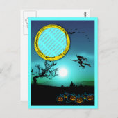 Halloween Witch, Jack o' Lantern, Foto Lijst Briefkaart (Voorkant / Achterkant)