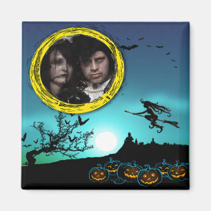 Halloween Witch, Jack o' Lantern, Foto Lijst Magneet