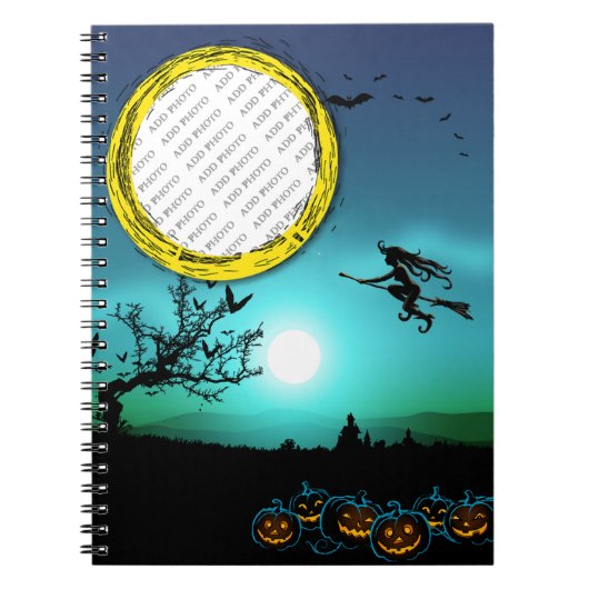 Halloween Witch, Jack o' Lantern, Foto Lijst Notitieboek (Voorkant)
