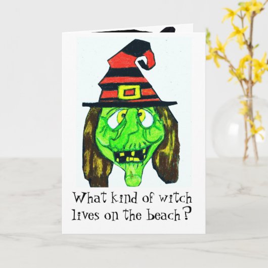 HALLOWEEN WITCH JOKE card Kaart (Gele Bloem)