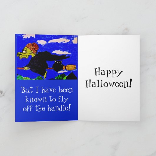 HALLOWEEN WITCH JOKE Folded Wenskaart Kaart (Binnen)