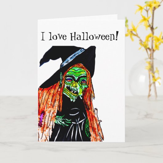 HALLOWEEN WITCH JOKE Folded Wenskaart Kaart (Gele Bloem)