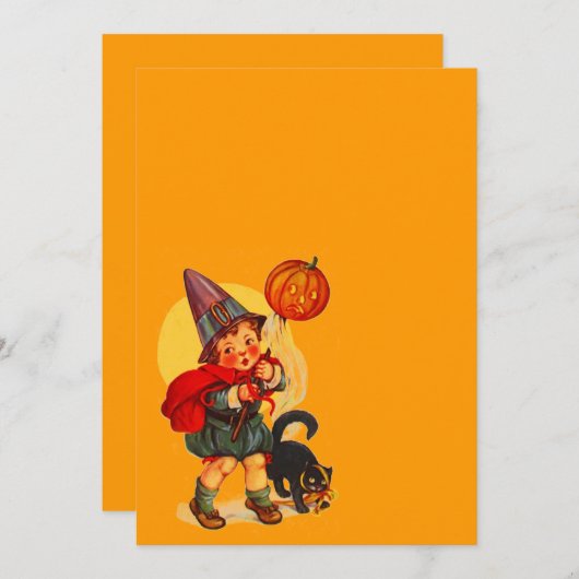 Halloween Witch JOL Cat Blank Uitnodiging (Voorkant / Achterkant)