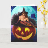 Halloween Witch Kaart (Gele Bloem)