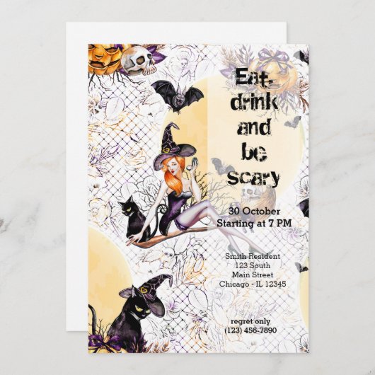 Halloween Witch Kaart (Voorkant / Achterkant)