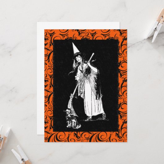 Halloween Witch Kaart (Voorkant / Achterkant in situ)