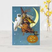  Halloween Witch Kaart (Gele Bloem)