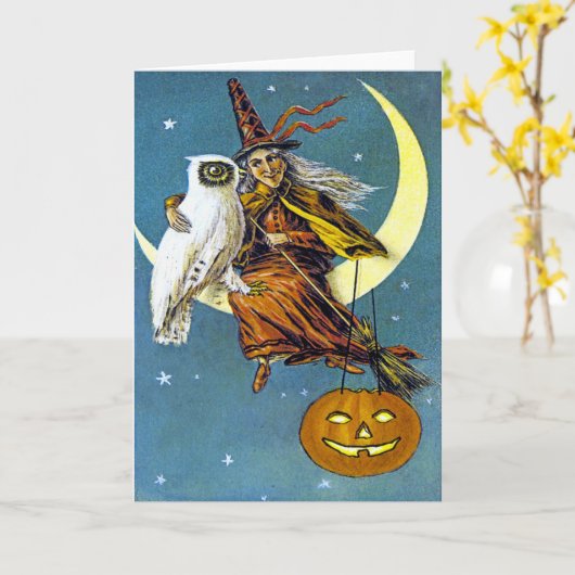 Halloween Witch Kaart (Gele Bloem)