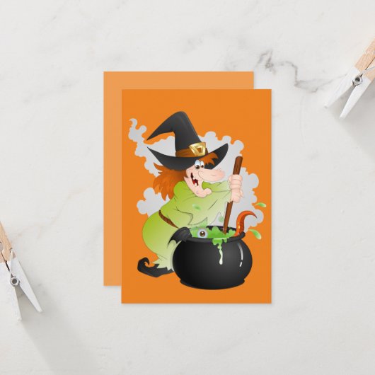 Halloween Witch Kaart (Voorkant / Achterkant in situ)