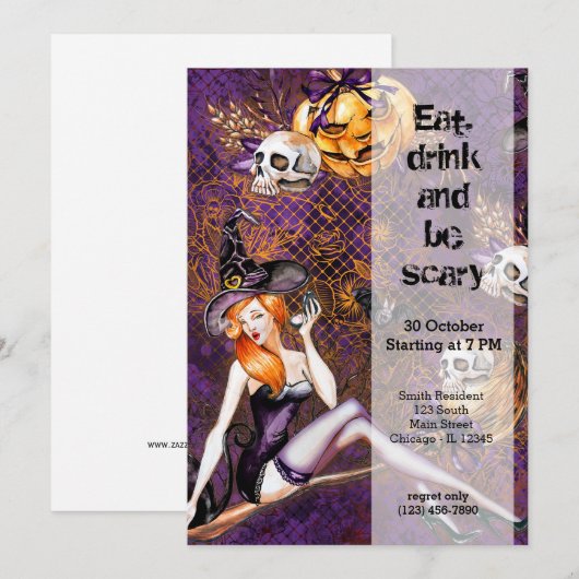 Halloween Witch Kaart (Voorkant / Achterkant)