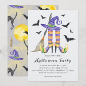 Halloween Witch Legs en Pet Party Kaart (Voorkant / Achterkant)