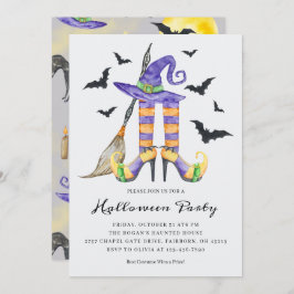 Halloween Witch Legs en Pet Party Kaart