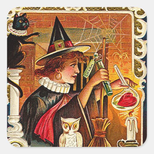 Halloween Witch Lovers Potion Vierkante Sticker (Voorkant)