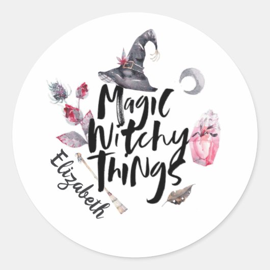 Halloween Witch Magic Witchy Dingen Ronde Sticker (Voorkant)