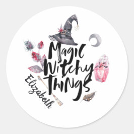 Halloween Witch Magic Witchy Dingen Ronde Sticker