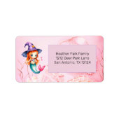 Halloween Witch Mermaid Pink Etiket (Voorkant)