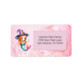 Halloween Witch Mermaid Pink Etiket