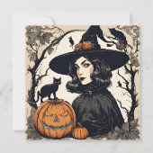   Halloween Witch met Black Cats Kaart (Voorkant)