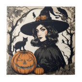   Halloween Witch met Black Cats Tegeltje (Voorkant)