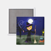 Halloween Witch met Cauldron Magneet (Voorkant / Achterkant)
