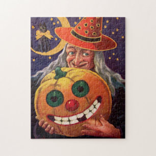 Halloween Witch met Funny Pumpkin Legpuzzel