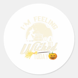 Halloween Witch met gevoel voor schaamte grappige Ronde Sticker