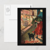 Halloween Witch met kat Briefkaart (Voorkant / Achterkant)