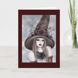 Halloween Witch met kat kaart van Renee Lavoie