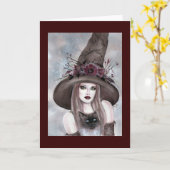 Halloween Witch met kat kaart van Renee Lavoie (Gele Bloem)