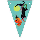 Halloween Witch met pompoen en zwarte kat Vlaggetjes (Eerste vlag)