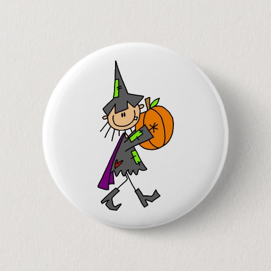 Halloween Witch met pompoen Ronde Button 5,7 Cm (Voorkant)
