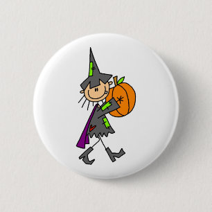 Halloween Witch met pompoen Ronde Button 5,7 Cm