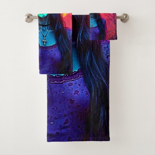 Halloween Witch met Skull Face Design Bad Handdoek (Insitu)