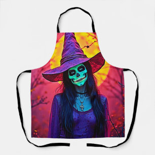 Halloween Witch met Skull Face Design Schort
