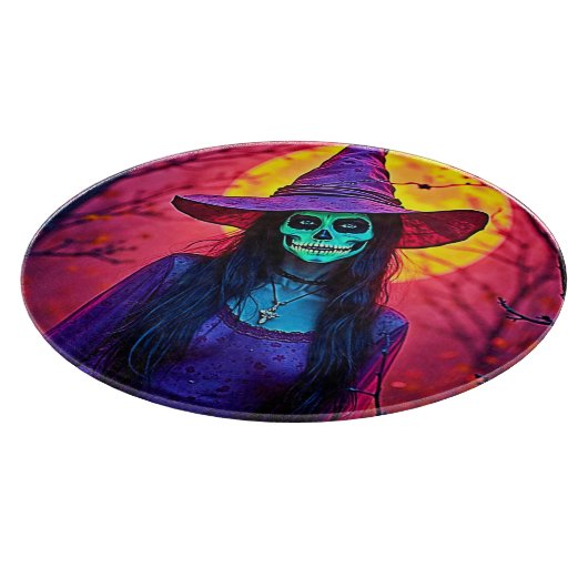 Halloween Witch met Skull Face Design Snijplank (Hoek)