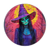 Halloween Witch met Skull Face Design Snijplank (Voorkant)