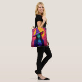 Halloween Witch met Skull Face Design Tote Bag (Op model)